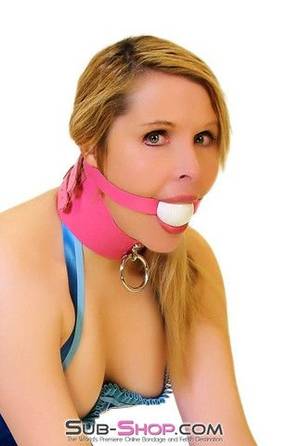 Ball Gag Captions Porn - Hot Pink Classic Leather Ball Gag Strap, White Ball Don't wake the kids