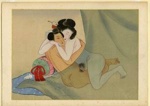 17th Century Japanese Sex - COUPLE BEHIND MOSQUITO NET