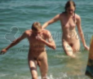 fat couple dick - Young naturist couple swimming nude and showing boy's big fat long hairy  uncut dick and girl with firm tits and big bush