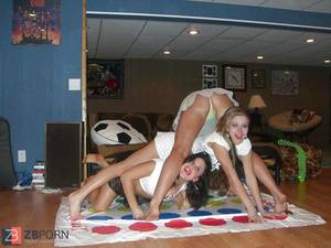 down blouse and upskirt playing twister - Playing Twister, Upskirt, Bare and Downblouse