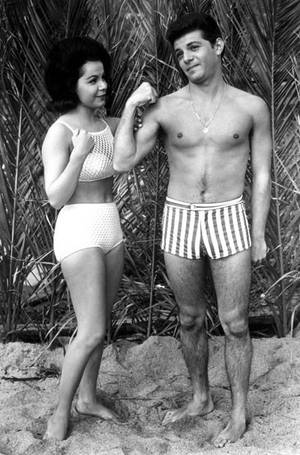 beach party annette funicello nude - Frankie Avalon & Annette Funicello stars of the 1960s Beach Party movies  clowning around on set