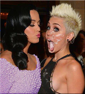 Miley Cyrus Fake Porn Cum - miley cyrus fake facial about to get kissed by katy perry â€“  MyCelebrityFakes.com