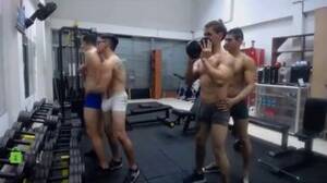 jerk off exercise - Four horny and jerking off in the gym - Porn300.com