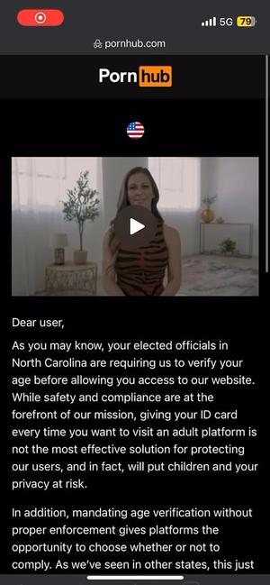 Banned Early Porn - North Carolina BANS porn for users who have not submitted their licenses  for age verification : r/Asmongold