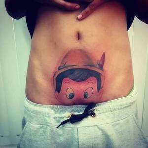 Bad Porn Tattoo Stomach Male - Pinocchio : r/shittytattoos