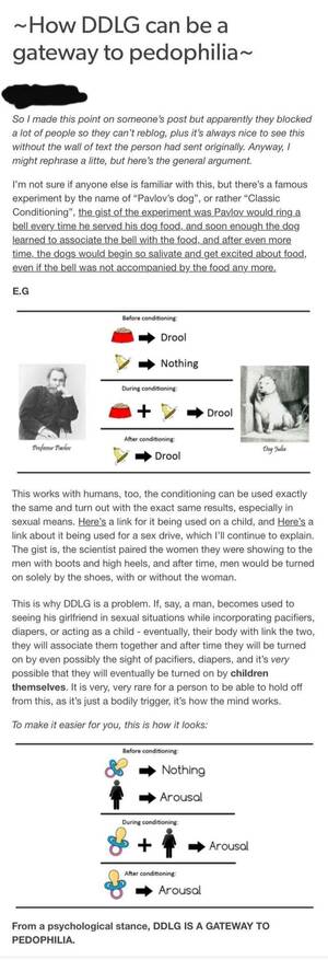 Dd Lg Nsfw Porn - Pavlovian conditioning can explain how DDLG (daddy dom, little girl  subculture) can be a gateway to pedophilia. : r/Feminism