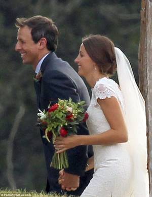 Josh Meyers Porn - Just for laughs: Comedian Seth Meyers appeared in a jovial mood as he wed  his