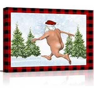 Christmas Christmas Retro Porn Galleries - Amazon.com: Wall Art Canvas Prints Naked Santa Claus with Christmas Trees  Hang Artwork Pictures Retro Red Black Buffalo Check Plaid Stretched and  Framed Oil Painting for Living Room Bedroom Bathroom Decor: Posters