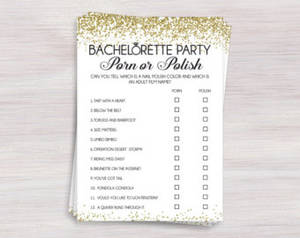 Lingerie Shower Porn - Bachelorette party games, Porn or Polish, Hens party Activity, Black Gold  Bachelorette ideas