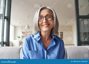 mature web cam videos - Smiling Mature Older Woman Looking at Camera, Webcam Headshot. Stock Image  - Image of female, conference: 198672919