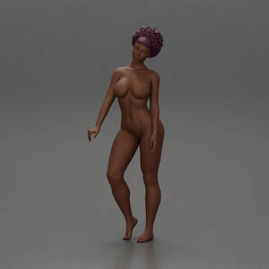 ladies black nude model - 3D Printable Naked Black girl With Curly Hair Standing by 3DGeschaft  Miniatures Figures