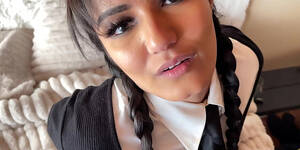 goth blowjob cumshot - Gothic Blowjob By Wednesday Addams Will She Allow Him To Cum In Her Mouth  HD SEX Porn Video 6:01