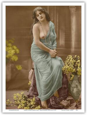 French Vintage Nude Women Porn - Classic Vintage French Nude with Flowers - Hand-Colored Art - Vintage  Erotica c.1910 - Master Art Print - 9in x 12in : Amazon.co.uk: Everything  Else