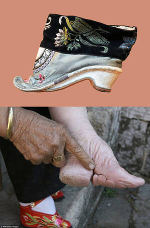 asian unclothed teens - An 18th century Chinese shoe for a bound foot. Foot-binding was a painful  practice first carried out on young girls 1000 years ago in China to make  their feet as small as