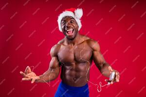 african american naked - Premium Photo | Naked nude african american man holding gift box with white  ribbon tie bow in red studio background