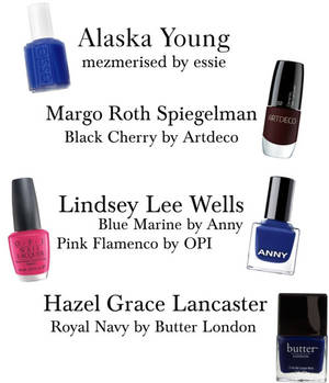 Black Stars With Nail Polish - The nail polish colors the girls from John Green's novels wear and my  recommendations Alaska Young: electric blue Margo Roth Spiegelman: almost black  dark ...