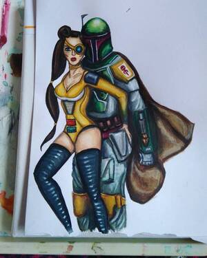 Borderlands Claptrap Porn - Iain's birthday painting #painting #watercolour #gouache #sexyclaptrap # claptrap #borderlands #starwars #claptrapcosplay #bobafett #fanart #art  #illustration #crossover #couple #birthday Tumblr Porn