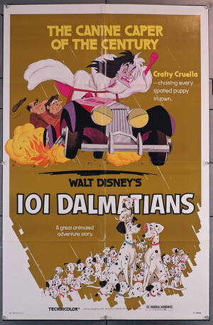 101 Dalmatians Puppy Porn - Original One Hundred And One Dalmatians (1961) movie poster in VF condition  for $55.00