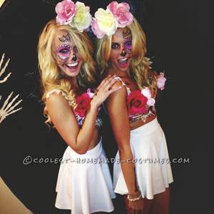 Halloween Sexy Costumes College - Sexy Sugar Skulls Cross Bone Blondes Costumes