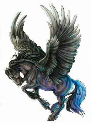 Blackjack Pegasus - Black Pegasus Mobil Oils simplified down to line art a fantastic tattoo