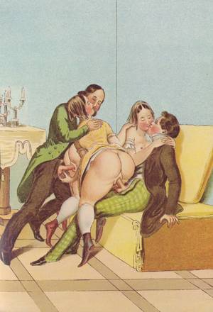 group sex oral sex chain - Peter Fendi portrayed group sex in lithography, c. 1834