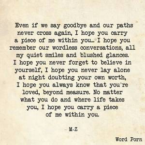 Good Bye Porn - Even if we say goodbye and our paths never cross again, I hope you carry