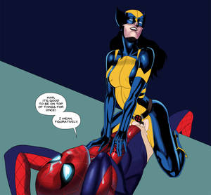 Deadpool And X 23 Porn - black_hair bodysuit clothes cowgirl_position female hair hors-art human  laura_kinney male marvel mask peter_parker pubic_hair