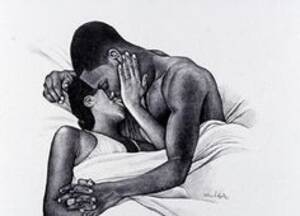 black couple making love art - African couple making love