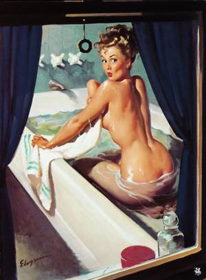 1940s Vintage Porn Peeper - Gil Elvgren - Jeepers, Peepers - Bathing Pin-up