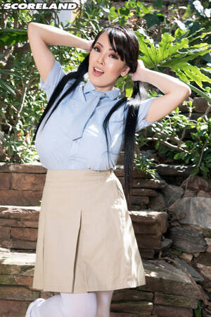 asian big tit uniform - Asian school girl with big boobs Hitomi enjoys her topless time outdoors -  PornPics.com