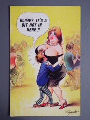 Britains Cartoon Porn - R L Postcard Bamforth Comic 357 Taylor Large Boob Lady Dancing with Small  Man