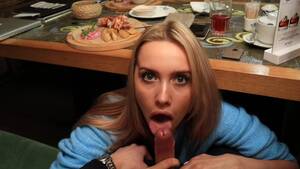 handjob restaurant public - Pretty Blonde sucks in the restaurant - Amateur Public Porn