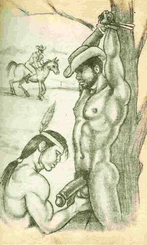 Cowboy Indian Sex - Gay Vintage Porn - cartoon art - cowboy and Indian - tied up cowboy getting  his hung thick semihard meat inspected by a hungry brave - 1970s :  r/gay_vintage