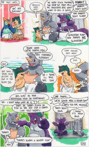 Ditto Porn Comic - e621 2015 absurd_res anthro argon_vile balls bulge clothed clothing comic  cum english_text erection eyes_closed fur group