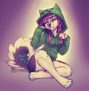 Furry Hoodie Porn - preedatoor127: cleanfurry: http://www.furaffinity.net/user/waitress *-* so  cute with that creeper hoodie !!! <3 wish I was that cute Tumblr Porn