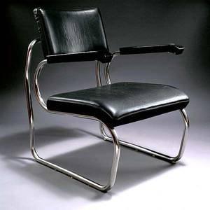 Armchair - Giuseppe Terragni; Chromed Tubular Steel and Leather 'Sant'Elia' Armchair,  c1935