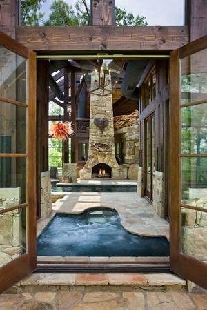 in house - Hot Tub, Pool - Fireplace log cabin mountain home. Find this Pin and more on  House porn ...