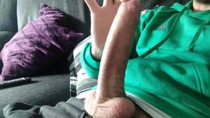 giant veiny cock - Huge Veiny Cock is Jerked on the Couch Until He Cums, we watch a movie? Porn  Videos - Tube8