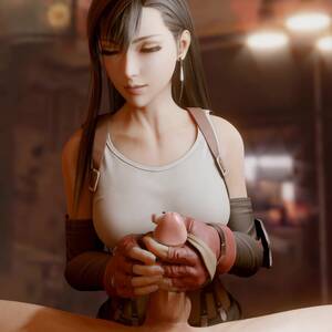 fantasy cgi handjob - Tifa Handjob - BulgingS