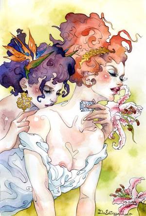 erotica lesbian art - Danni Shinya Luo illustration Â· Lesbian ArtWatercolor ArtistsErotic ...