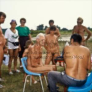 Hairy Pussy At Nudist Colony - Nudist camp showing woman's saggy tits and hairy vagina and guys with tiny  small hairy semi-erected dicks