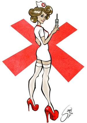 hello nurse cartoon porn - The inevitable nurse cartoon pin-up. Nurse Cartoon Pin-Up