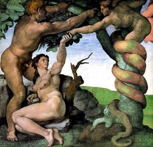 Bible From Adam And Eve Sex - Michelangelo's Temptation of Adam & Eve (Lilith as half woman, ...