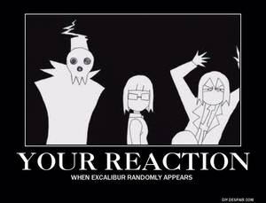 Excalibur Soul Eater Porn - Lord Death , Azusa and Spirit Soul Eater Excalibur reaction poster