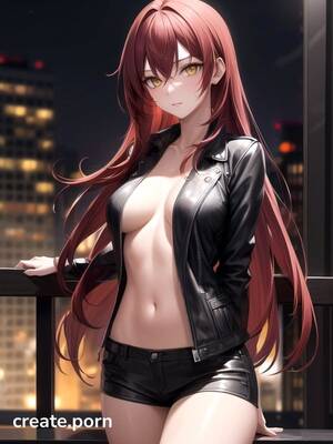 Leather Anime Porn - covering his chest, black leather jacket, 1 Person Hentai AI Porn