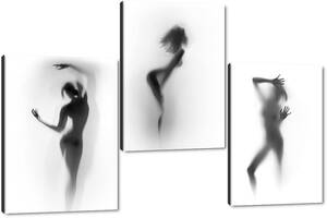 art black nude - Wall Art Pictures for Bathroom Black and White the Shadow of Sexy Women Nude  Naked Girls Canvas Painting 3 Panels Abstract Posters Prints Artwork Home  Bedroom Decorations Easy to Hang (60''Wx28''H) :