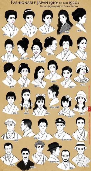 Jpn Non - Fashionable Japan: by lilsuika. row, second from the right. low bun, not  bob.