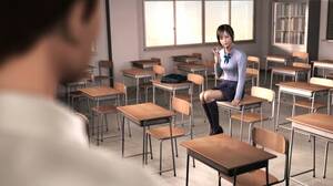 3d Classroom Porn - Japanese 3d schoolgirl with hairy pussy in classroom blows a cock of teacher