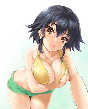 anime girl bent over swimsuit - Pepperoni, Girls und Panzer artwork by Kure Masahiro.