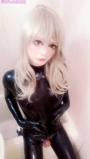 crossdressing in latex - Riohsarayama - Crossdresser Masturbate in LaTeX Catsuit